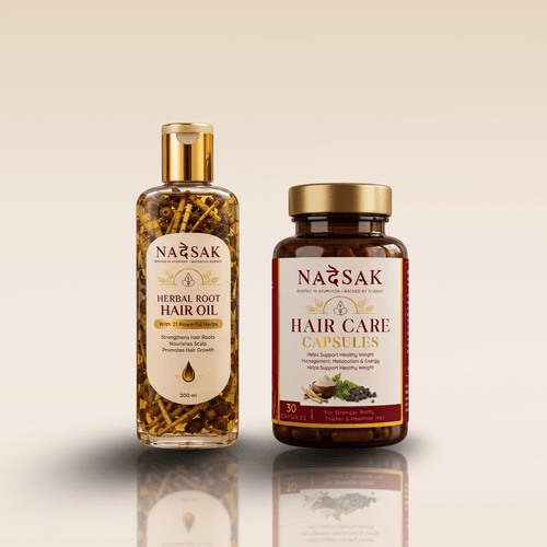 NADESAK hair care kit with Herbal Root Hair Oil and Hair Care Capsules