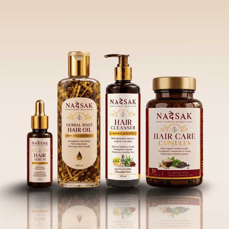 NADESAK hair care kit with Hair Serum, Herbal Root Hair Oil, Hair Cleanser and Hair Care Capsules